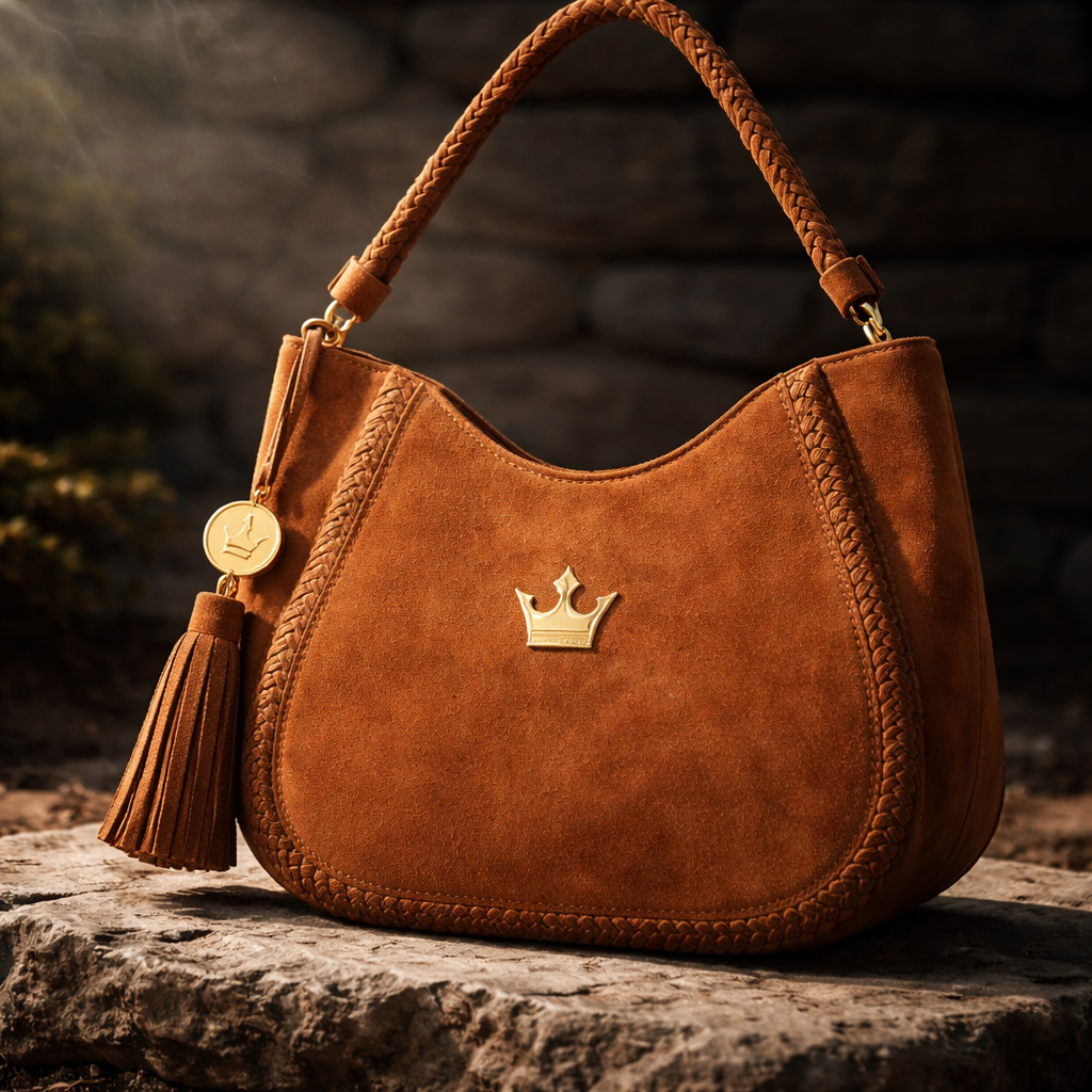Pre-Order. La Reina Crown Suede Shoulder Bag- Founder’s Collection